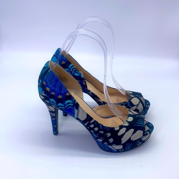 Nine West - Constance Peacock Design Peep Toe Heels Size 5.5 - Picture 1 of 17